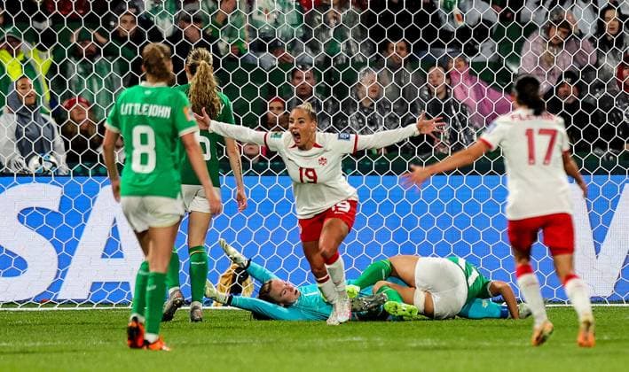 Sport Bilder des Tages 2023 FIFA Women s World Cup Group B, Perth Rectangular Stadium, Perth, Australia 26 7 2023 Canada vs Republic of Ireland WNT Canada™s Adriana Leon celebrates scoring their second goal Adriana Leon celebrates scoring their second goal 26 7 2023  Copyright: x INPHO RyanxByrnex RB1_8062