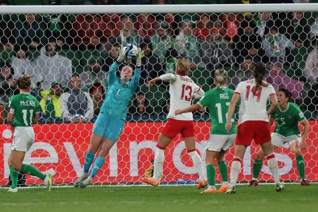 WWC23 CANADA IRELAND, Goalkeeper Courtney Brosnan of the Republic of Ireland during the FIFA Women s World Cup match between Canada and Republic of Ireland at the Perth Rectangular Stadium in Perth, Wednesday, July 26, 2023. ( NO ARCHIVING, EDITORIAL USE ONLY, NO USE IN BOOKS WITHOUT CONSENT PERTH WESTERN AUSTRALIA AUSTRALIA  Copyright: xRICHARDxWAINWRIGHTx 20230727001824468660