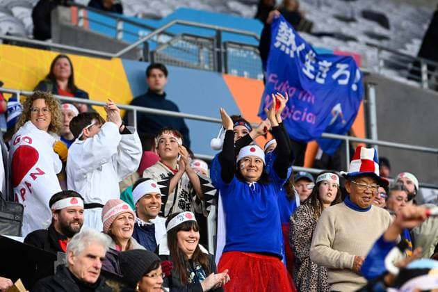 26th July 2023. Dunedin, New Zealand: Japan fans. FIFA Women& x2019;s World Cup match between Japan and Costa Rica held at the Dunedin Stadium, Dunedin, New Zealand, on Wednesday July 26th 2023.  ActionPlus12535724 BlakexArmstrong