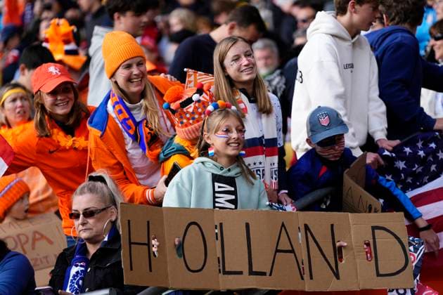 USA v Netherlands: Group E - FIFA Women s World Cup Australia & New Zealand 2023 Netherland supporters during the FIFA Women s World Cup Australia & New Zealand 2023 Group E match between USA and Netherlands at Wellington Regional Stadium on July 27, 2023 in Wellington, New Zealand. Wellington New Zealand  Copyright: xJosexBretonx originalFilename:breton-usavneth230727_np8z1.jpg