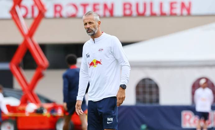RB Leipzig Italy training camp Bruneck, 27 07 2023, Sportpark Reiperting Reischach, football, RB Leipzig GER Bundesliga training camp in South Tyrol Italy , In the picture coach Marco Rose RB Leipzig , Picture Point
