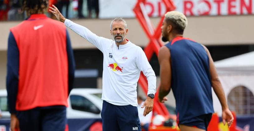 RB Leipzig Italy training camp Bruneck, 27 07 2023, Sportpark Reiperting Reischach, football, RB Leipzig GER Bundesliga training camp in South Tyrol Italy , In the picture coach Marco Rose RB Leipzig , Picture Point