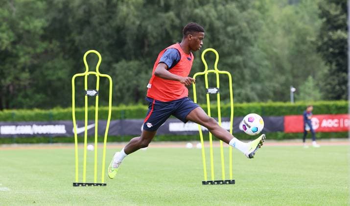 RB Leipzig Italy training camp Bruneck, 27 07 2023, Sportpark Reiperting Reischach, football, RB Leipzig GER Bundesliga training camp in South Tyrol Italy , In the picture Ilaix Moriba 26, RB Leipzig , Picture Point