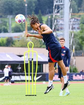 RB Leipzig Italy training camp Bruneck, 27 07 2023, Sportpark Reiperting Reischach, Football, RB Leipzig GER Bundesliga training camp in South Tyrol Italy , In picture Xavi Simons RB Leipzig , Picture Point