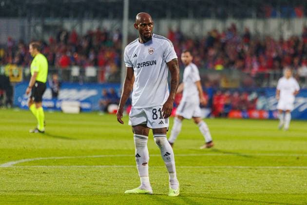 Kevin Medina during UEFA Champions League 2023 24 2nd qualification round game between Rakow Czestochowa and Qarabag FK at Miejski Stadion Pilkarski RKS Rakow Czestochowa, Czestochowa, Poland. (Maciej Rogowski) Czestochowa Miejski Stadion Pilkarski RKS Rakow Czestochowa Poland Copyright: xMaciejxRogowskix rakow-karabach2023-052
