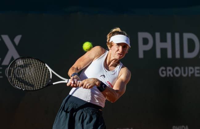 27 07 2023, Lausanne, Tennis Club Stade Lausanne, Ladies Open Lausanne Jil Teichmann Alize Cornet, Jil Teichmann playing the ball Lausanne Tennis Club Stade Lausanne Vaud Switzerland  Copyright: xJustPictures.ch MayaxCretegnyx