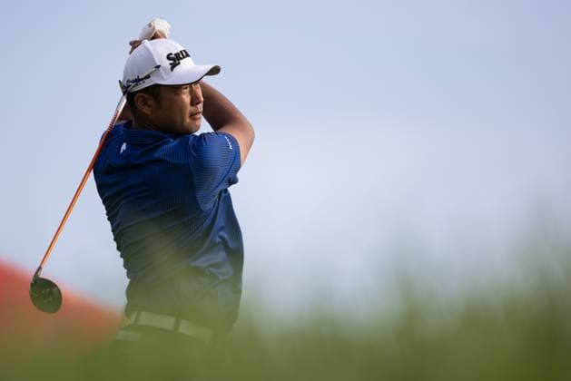 BLAINE, MN - JULY 27: Hideki Matsuyama hits a tee shot on the fourteenth hole during the first round of the 3M Open at TPC Twin Cities on July 27, 2023 in Blaine, Minnesota. (Photo by Bailey Hillesheim Icon Sportswire) GOLF: JUL 27 PGA, Golf Herren - 3M Open Round 1 EDITORIAL USE ONLY Icon2307270133
