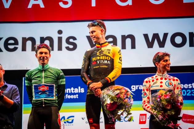Criterium Herentals 2023 HERENTALS, BELGIUM - JULY 27 : Van Aert Wout (BEL) of Jumbo-Visma,Philipsen Jasper (BEL) of Alpecin-Deceuninck, Ciccone Giulio (ITA) of Trek - Segafredo pictured during the the post Tour de France criterium of Herentals Fietst. on July 27, 2023 in Herentals, Belgium, 27 07 2023 Herentals Belgium  Copyright: xGvgx