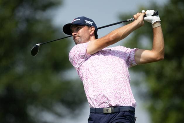 BLAINE, MN - JULY 27: Caleb VanArragon hits a tee shot on the tenth hole during the first round of the 3M Open at TPC Twin Cities on July 27, 2023 in Blaine, Minnesota. (Photo by Bailey Hillesheim Icon Sportswire) GOLF: JUL 27 PGA, Golf Herren - 3M Open Round 1 EDITORIAL USE ONLY Icon2307270343