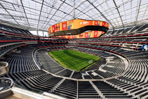 INGLEWOOD, CA - JULY 26: General view of SoFi Stadium from an elevated level before the Soccer Champions Tour, Arsenal vs Barcelona on July 26, 2023 at SoFi Stadium in Inglewood, CA. (Photo by Ric Tapia Icon Sportswire) SOCCER: JUL 26 Soccer Champions Tour - Arsenal vs Barcelona EDITORIAL USE ONLY Icon269230726004