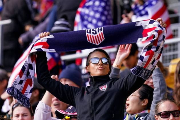 Wellington, New Zealand, July 27th 2023: USA fan during the FIFA Womens World Cup 2023 football match between USA and Netherlands at Wellington Regional Stadium in Wellington, New Zealand. (Daniela Porcelli SPP)  Copyright: xDanielaxPorcellix xSPPx spp-en-DaPoSp-20230727-DP100695
