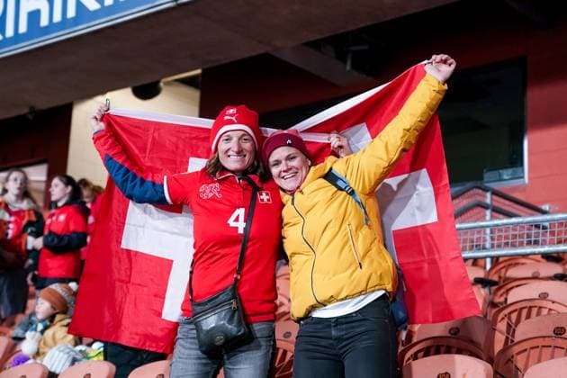 Hamilton, New Zealand, July 25th 2023: Switzeralnd fans during the FIFA Womens World Cup 2023 football match between Switzerland and Norway at Waikato Stadium in Hamilton, New Zealand. (Daniela Porcelli SPP)  Copyright: xDanielaxPorcellix xSPPx spp-en-DaPoSp-20230725-DP209781