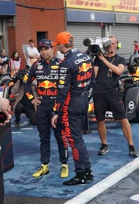 28 07 2023, Circuit de Spa Francorchamps, Spa Franchorchamps, FORMULA 1 MSC CRUISES BELGIAN GRAND PRIX 2023 , in picture pole position for Max Verstappen NLD , Oracle Red Bull Racing, 3rd place on the grid for Sergio Perez MEX , Oracle Red Bull Racing Spa Franchorchamps Circuit de Spa Francorchamps Belgium  eu-images-506