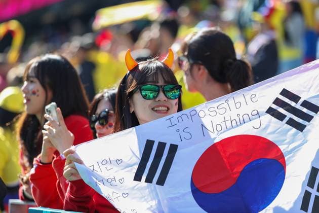 July 25, 2023, Sydney, Australia: Corean™s fans seen during the FIFA Women™s World Cup 2023 Australia New Zeland between Colombia and Corea at Aussie Stadium. Final score: Colombia 2 - South Korea 0. Sydney Australia - ZUMAs197 20230725_zaa_s197_330 Copyright: xPatriciaxPÃ rezxFerrarox