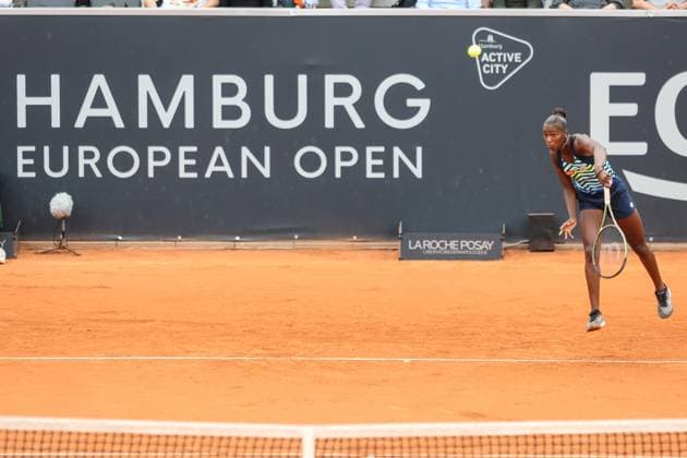 Tennis European Open 2023, Semifinals, Women, Hamburg, 28 07 2023 Nomam Noha Akugue GER Diana Shnaider RUS Hamburg Germany