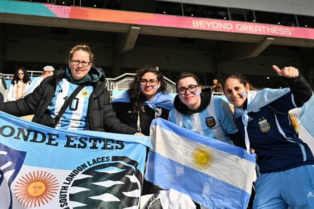 28th July 2023: Dunedin, New Zealand: Argentina fans. FIFA Women& x2019;s World Cup match between Argentina and South Africa held at the Dunedin Stadium, Dunedin, New Zealand  ActionPlus12536668 BlakexArmstrong