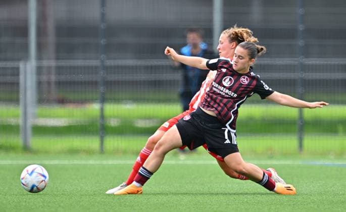 29 07 2023 football women womens football season 2023 2024 test match friendly match preparation match 1 FC Nürnberg FCN club women club FCUnion Berlin xwoxzix Marina Scholz 7, 1 FC Nürnberg FCN in front of Katja Orschmann 55, 1 FC Union Berlin