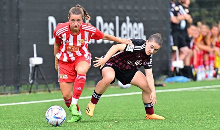 29 07 2023 football women womens football season 2023 2024 test match friendly match preparation match 1 FC Nürnberg FCN club women club FCUnion Berlin xwoxzix Celine Frank 6, 1 FC Union Berlin Marina Scholz 7, 1 FC Nürnberg FCN