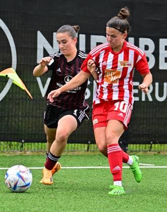29 07 2023 football women womens football season 2023 2024 test match friendly match preparation match 1 FC Nürnberg FCN club women club FCUnion Berlin xwoxzix Marina Scholz 7, 1 FC Nürnberg FCN Latoya Maxine Bach 10, 1 FC Union Berlin
