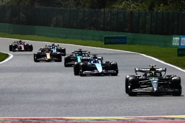 F1 Belgian Grand Prix 2023 Sprint Shootout Esteban Ocon of Alpine and Lewis Hamilton of Mercedes during sprint shootout ahead of the Formula 1 Belgian Grand Prix at Spa-Francorchamps in Spa, Belgium on July 29, 2023. Spa Belgium  Copyright: xJakubxPorzyckix originalFilename:porzycki-f1belgia230729_np2pX.jpg