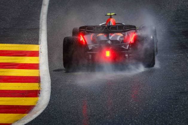 Sergio Perez Red Bull Racing with his car on the track, Belgian Grand Prix, motorsport, Formula 1, 2023 season, 29 07 2023 Belgian Grand Prix, motorsport, Formula 1, 2023 season, 29 07 2023 Spa Franchorchamps Copyright: xEibner-Pressefoto AlexanderxNeisx EP_ANS