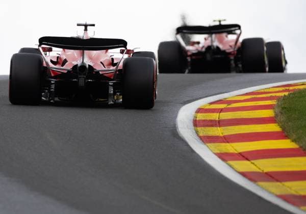Scuderia Ferrari Monegasque rider Charles Leclerc and Scuderia Ferrari Spanish rider Carlos Sainz Jr. pictured during the shootout ahead of the sprint race of the F1 Grand Prix of Belgium auto race, in Spa-Francorchamps, Saturday 29 July 2023. The Spa-Francorchamps Formula One Grand Prix takes place this weekend, from July 28th to July 30th. BENOITxDOPPAGNE  x71267514x