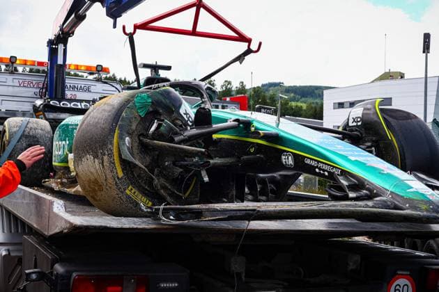 18 Lance Stroll, (CND) Aramco Aston Martin Mercedes accident during the Belgian GP, Spa-Francorchamps 27-30 July 2023 Formula 1 World Championship, WM, Weltmeisterschaft 2023.  Copyright: xFedericoxBasile IPAx xipa-agencyx xFedericoxBasile IPAx 0 IPA_IPA39470965