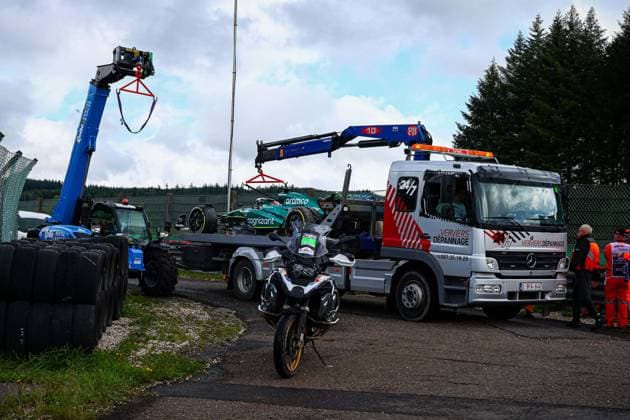 Formula 1 World Championship, WM, Weltmeisterschaft 2023 Belgian GP, Spa-Francorchamps 27-30 July 2023 18 Lance Stroll, (CND) Aramco Aston Martin Mercedes accident during the Belgian GP, Spa-Francorchamps 27-30 July 2023 Formula 1 World championship 2023. - -  Copyright: xIPAxSport ABACAx BRIPASport20230729_505 IPAxSport ABACAx BRIPASport20230729_505