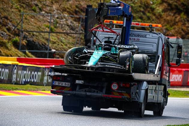 Formula 1 World Championship, WM, Weltmeisterschaft 2023 Belgian GP, Spa-Francorchamps 27-30 July 2023 18 Lance Stroll, (CND) Aramco Aston Martin Mercedes accident during the Belgian GP, Spa-Francorchamps 27-30 July 2023 Formula 1 World championship 2023. - -  Copyright: xIPAxSport ABACAx BRIPASport20230729_562 IPAxSport ABACAx BRIPASport20230729_562