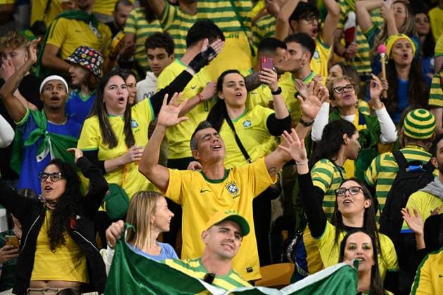 WWC23 FRANCE BRAZIL, Brazil fans are seen during the FIFA Women s World Cup 2023 soccer match between France and Brazil at Brisbane Stadium in Brisbane, Saturday, July 29, 2023. ( NO ARCHIVING, EDITORIAL USE ONLY, NO USE IN BOOKS WITHOUT CONSENT BRISBANE QUEENSLAND AUSTRALIA  Copyright: xDARRENxENGLANDx 20230730001825700072