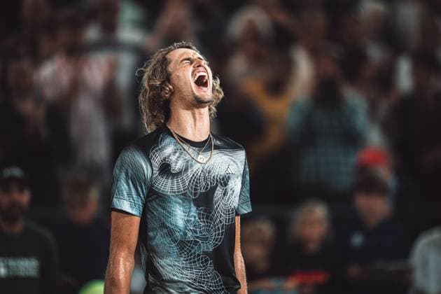 Tennis Men ATP Tour 500 European Open Hamburg Arthur Fils FRA vs Alexander Zverev GER 29 07 2023 Alexander Zverev GER cheers because he won the semifinals Hamburg Tennis am Rothenbaum Hamburg Germany