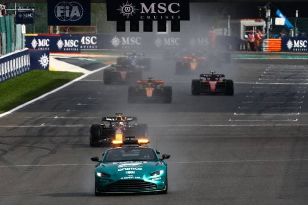 F1 Belgian Grand Prix 2023 Sprint Aston Martin F1 Safety Car, Max Verstappen of Red Bull Racing and Oscar Piastri of McLaren during the Formula 1 Belgian Grand Prix at Spa-Francorchamps in Spa, Belgium on July 29, 2023. Spa Belgium  Copyright: xJakubxPorzyckix originalFilename:porzycki-f1belgia230729_npFBh.jpg