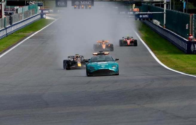 F1 Safety Car, Aston Martin Vantage, 1 Max Verstappen NLD, Oracle Red Bull Racing , F1 Grand Prix of Belgium at Circuit de Spa Francorchamps on July 29, 2023 in Spa Francorchamps, Belgium Photo by HOCH ZWEI Spa Francorchamps Belgium