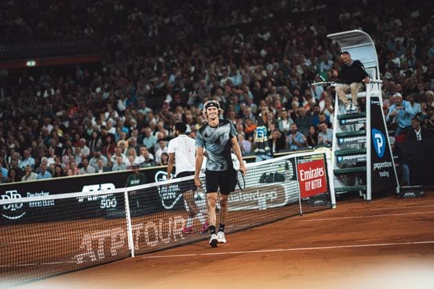 Tennis Men ATP Tour 500 European Open Hamburg Arthur Fils FRA vs Alexander Zverev GER 29 07 2023 Alexander Zverev GER is happy Hamburg Tennis am Rothenbaum Hamburg Germany