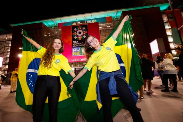 July 29, 2023, Brisbane, Queensland, Australia: Brazilian fans seen outside the Brisbane Stadium ahead of the FIFA Women s World Cup Australia & New Zealand 2023 Group match between France and Brazil..France won the game 2-1. Brisbane Australia - ZUMAs197 20230729_zaa_s197_144 Copyright: xGeorgexHitchensx