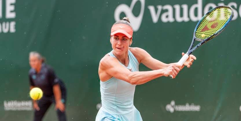 July 29, 2023, Lausanne, Vaud, Switzerland: Lausanne Switzerland, 07 29 2023: Anna BondoÂ¡r of Hungary return during semifinal of Ladies Open Lausanne. Ladies Open Lausanne took place tennis club of Lausanne, the Olympic capital. Lausanne Switzerland - ZUMAd206 0300491414st Copyright: xEricxDubostx