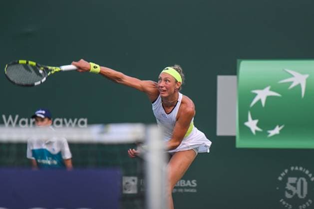 Sport Bilder des Tages BNP Paribas Warsaw Open 2023 WARSAW, POLAND - JULY 29, 2023 : Yanina Wickmayer of Belgium during a match against World No.1 Iga Swiatek of Poland during the Women s Singles Semifinal match on Day Seven of the BNP Paribas Warsaw Open, on July 29, 2023, in Warsaw, Poland. Warsaw Poland  Copyright: xArturxWidakx originalFilename:widak-bnpparib230729_npYvP.jpg