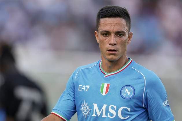 Italy: SSC Napoli preseason 2023-24 SSC Napoli s Italian forward Giacomo Raspadori looks during friendly match SSC Napoli vs Hatayspor. 1D3A2122 Copyright: xAntonioxBalascox