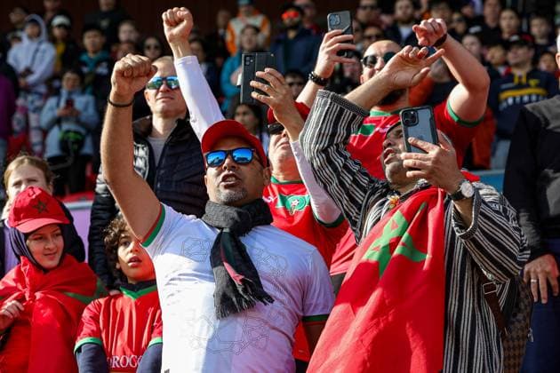 Korean Republic Women v Morocco Women 2023 FIFA Women™s World Cup 30 07 2023. Morocco fans during the 2023 FIFA Women™s World Cup match between Korean Republic Women and Morocco Women at Hindmarsh Stadium, Adelaide, Australia on 30 July 2023. Editorial use only , Copyright: xNigelxKeenex PSI-17653-0117