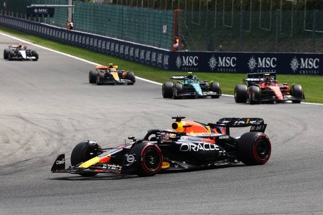 F1 Belgian Grand Prix 2023 Max Verstappen of Red Bull Racing, Carlos Sainz of Ferrari, Fernando Alonso of Aston Martin Aramco and Lando Norris of McLaren during the Formula 1 Belgian Grand Prix at Spa-Francorchamps in Spa, Belgium on July 30, 2023. Spa Belgium  Copyright: xJakubxPorzyckix originalFilename:porzycki-f1belgia230730_npnLV.jpg