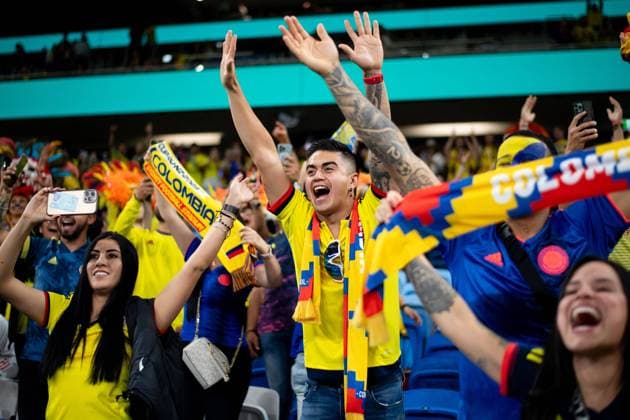 Fans von Kolumbien im Stadion, AUS, Deutschland vs Kolumbien, FIFA Frauen Fussball Weltmeisterschaft Australien 2023, 2. Spieltag, Gruppe H, 30.07.2023 AUS, Deutschland vs Kolumbien, FIFA Frauen Fussball Weltmeisterschaft Australien 2023, 2. Spieltag, Gruppe H, 30.07.2023 Sydney *** Colombia fans in stadium, AUS, Germany vs Colombia, FIFA Womens World Cup Australia 2023, Matchday 2, Group H, 30 07 2023 AUS, Germany vs Colombia, FIFA Womens World Cup Australia 2023, Matchday 2, Group H, 30 07 2023 Sydney Copyright: xEibner-Pressefoto Memmlerx EP_MMR