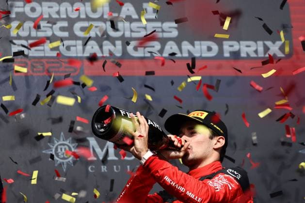 F1 Belgian Grand Prix 2023 Charles Leclerc of Ferrari on the podium after the Formula 1 Belgian Grand Prix at Spa-Francorchamps in Spa, Belgium on July 30, 2023. Spa Belgium  Copyright: xJakubxPorzyckix originalFilename:porzycki-f1belgia230730_npZWj.jpg