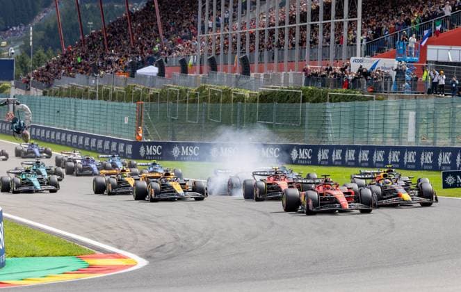 Belgian Grand Prix Formula One 2023 SPA-FRANCORCHAMPS, BELGIUM - JULY 30 : Depart GP F1 during the Belgian Grand Prix Formula One Spa Francorchamps on July 30, 2023 in Spa-Francorchamps, Belgium, 30 07 2023 Spa-Francorchamps Belgium  Copyright: xBbx