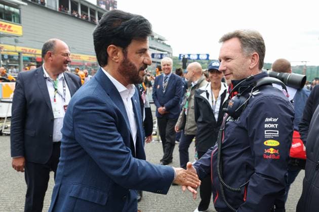 BEN SULAYEM Mohammed (uae), President of the FIA, HORNER Christian (gbr), Team Principal of Red Bull Racing, portrait during the 2023 Formula 1 MSC Cruises Belgian Grand Prix, 12th round of the 2023 Formula One World Championship, WM, Weltmeisterschaft from July 28 to 30, 2023 on the Circuit de Spa-Francorchamps, in Stavelot, Belgium - F1 - BELGIAN GRAND PRIX 2023 - RACE DPPI Panoramic G0OD7994
