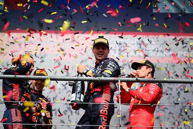 F1 Grand Prix of Belgium Max Verstappen of Red Bull Racing Honda celebrate victory during race of Belgian GP, 13th round of FIA Formula 1 World Championship, WM, Weltmeisterschaft in Spa-Francorchamps Circuit, Stavelot, Vallonia, Belgium, 30 07 23 Stavelot Vallonia Belgium  Copyright: xAndreaxDiodatox originalFilename:diodato-notitle230730_npQ7D.jpg
