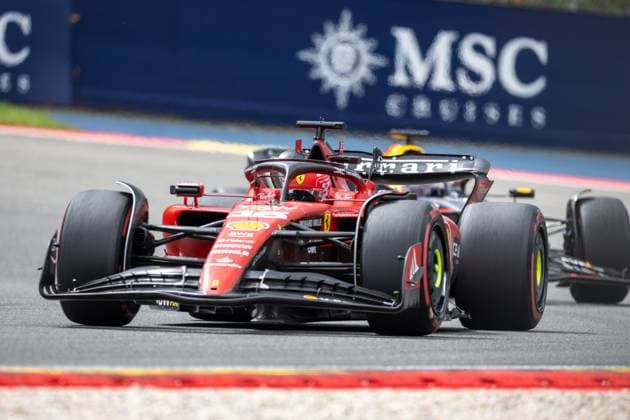 SPA-FRANCORCHAMPS, BELGIUM - JULY 30 : Leclerc P3 during the Belgian Grand Prix Formula One Spa Francorchamps on July 30, 2023 in Spa-Francorchamps, Belgium, 30 07 2023 ( Belgian Grand Prix Formula One 2023 PhotoNews Panoramic 