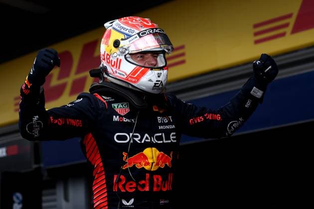 F1 Gran Prix of Belgium Max Verstappen of Red Bull Racing celebrates at the end of the F1 Grand Prix of Belgium at Spa Francorchamps on July 30, 2023 Stavelot, Belgium. Stavelot Spa Francorchamps Belgium Copyright: xMarcoxCanonierox
