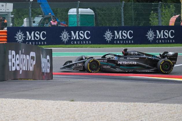 Mercedes-AMG Petronas UK rider George Russell pictured in action during the F1 Grand Prix of Belgium auto race, in Spa-Francorchamps, Sunday 30 July 2023. The Spa-Francorchamps Formula One Grand Prix takes place this weekend, from July 28th to July 30th. JONASxROOSENS  x71314680x