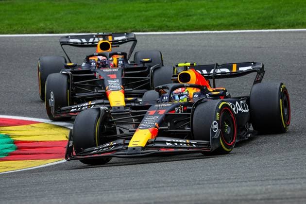 11 Sergio Perez MEX, Oracle Red Bull Racing , 1 Max Verstappen NLD, Oracle Red Bull Racing , F1 Grand Prix of Belgium at Circuit de Spa Francorchamps on July 30, 2023 in Spa Francorchamps, Belgium Photo by HOCH ZWEI Spa Francorchamps Belgium