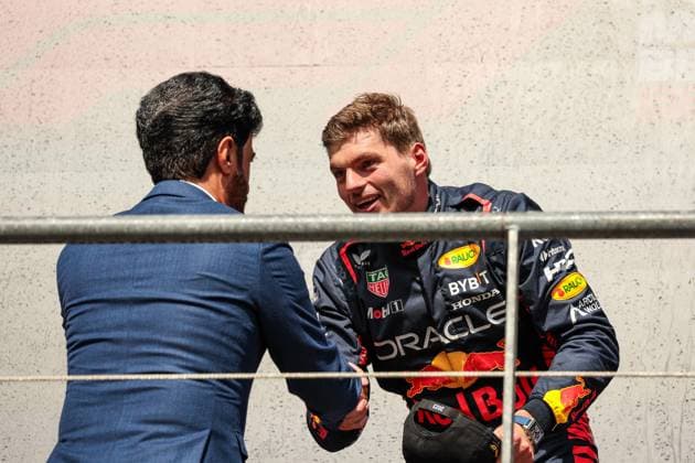 Mohammed Ben Sulayem UAE, FIA President , 1 Max Verstappen NLD, Oracle Red Bull Racing , F1 Grand Prix of Belgium at Circuit de Spa Francorchamps on July 30, 2023 in Spa Francorchamps, Belgium Photo by HOCH ZWEI Spa Francorchamps Belgium
